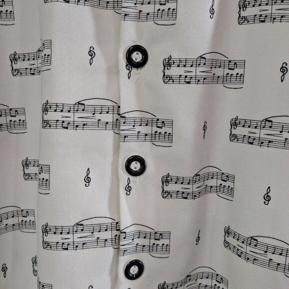 Elvis Presley's Memphis Men's Vintage Bowling Shirt, Small, Music Notes Pattern - Picture 5 of 13